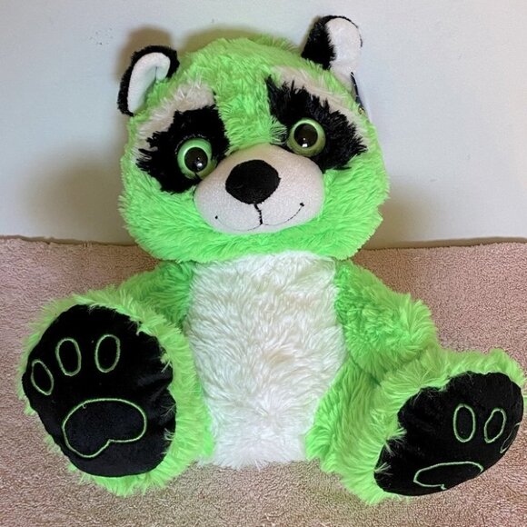 Vintage Kellytoy Green Plush Raccoon - Picture 1 of 10